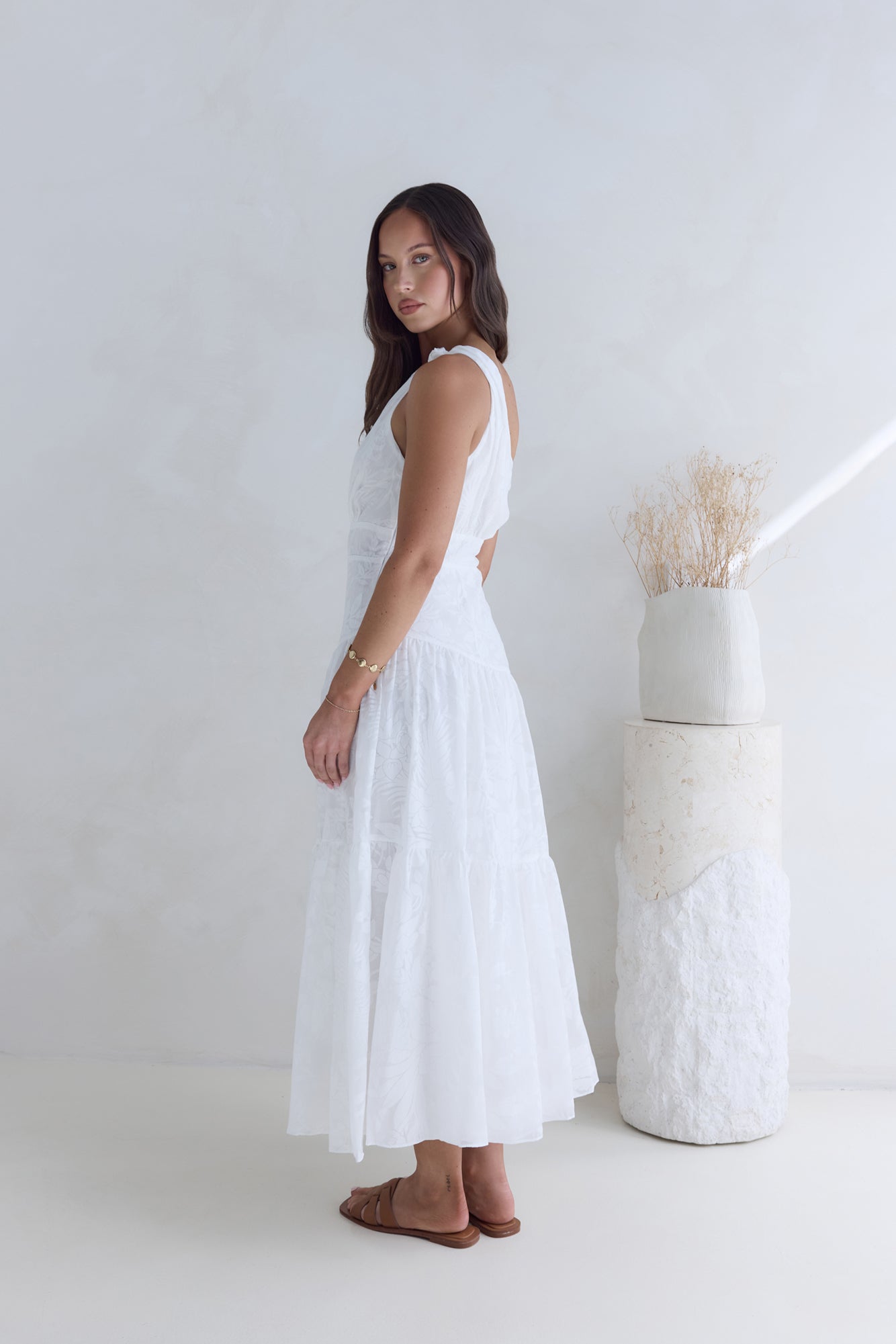 Snowy Mountain Maxi Dress White-Roy Dress