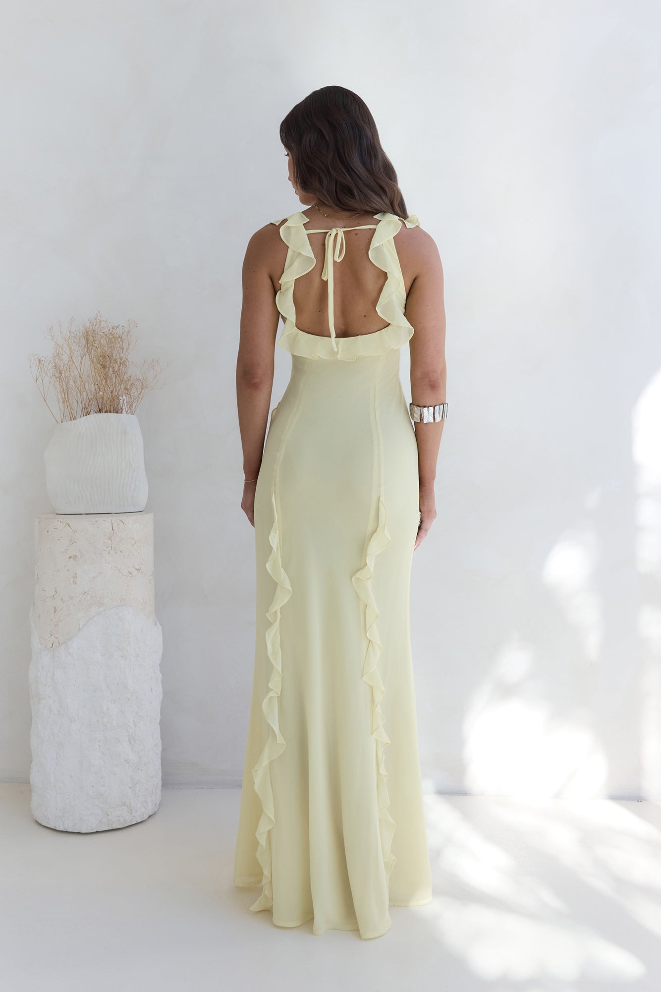 All Night Affair Maxi Dress Yellow-Roy Dress