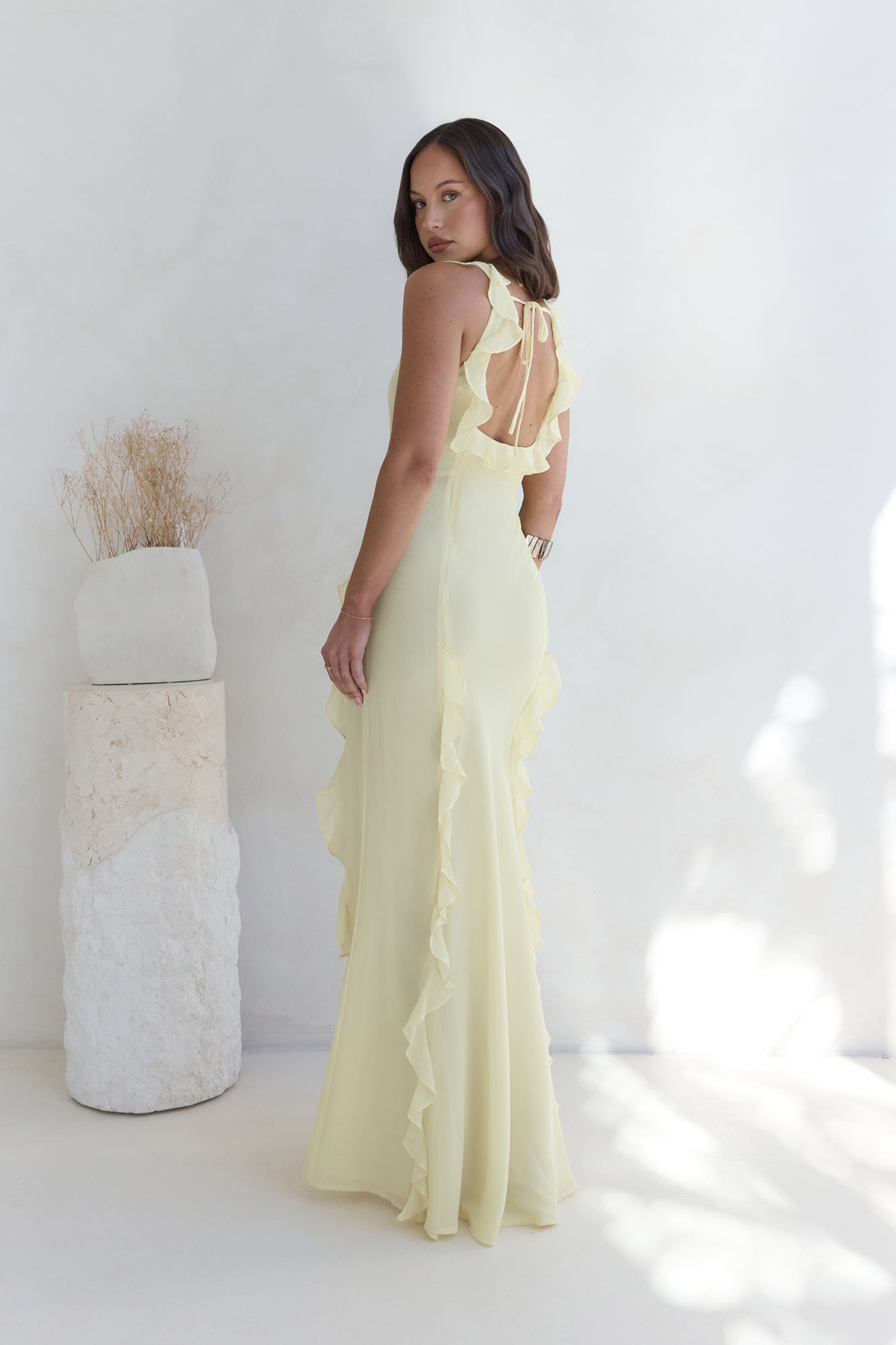 All Night Affair Maxi Dress Yellow-Roy Dress