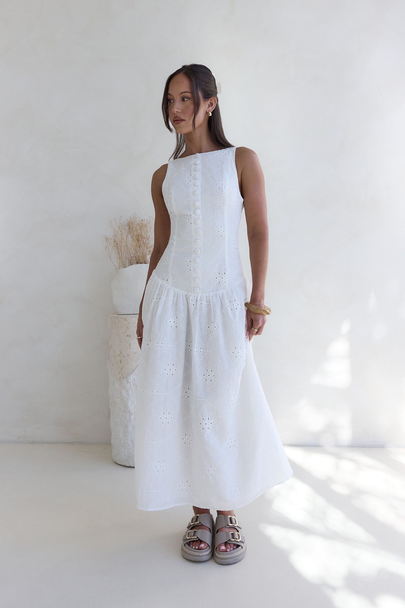 Jasmine Jewel Embroidered Maxi Dress White-Roy Dress