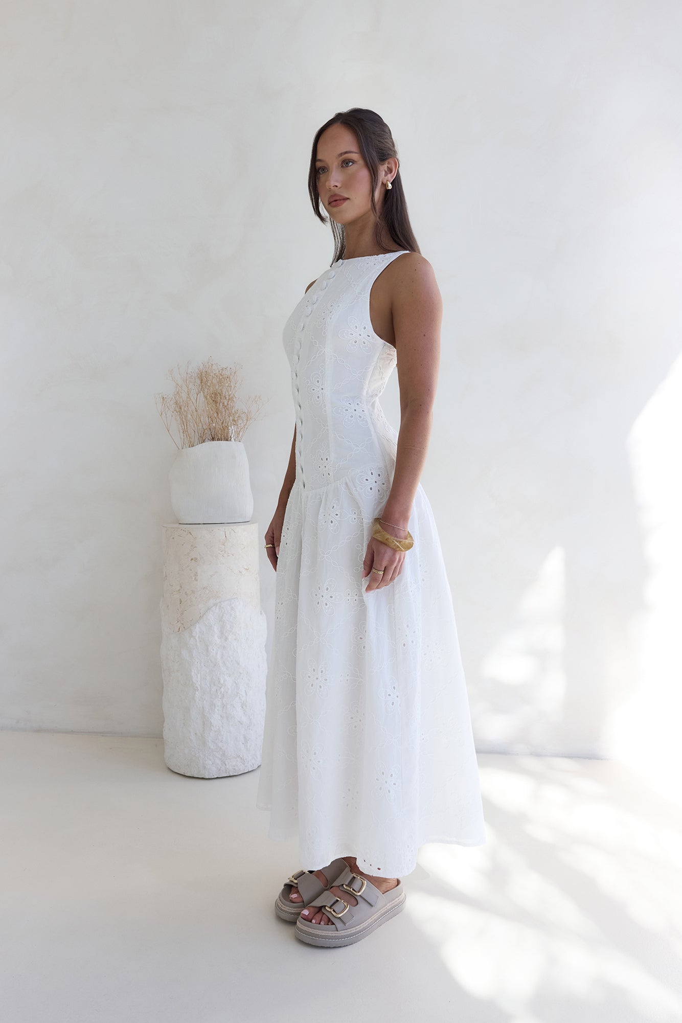 Jasmine Jewel Embroidered Maxi Dress White-Roy Dress