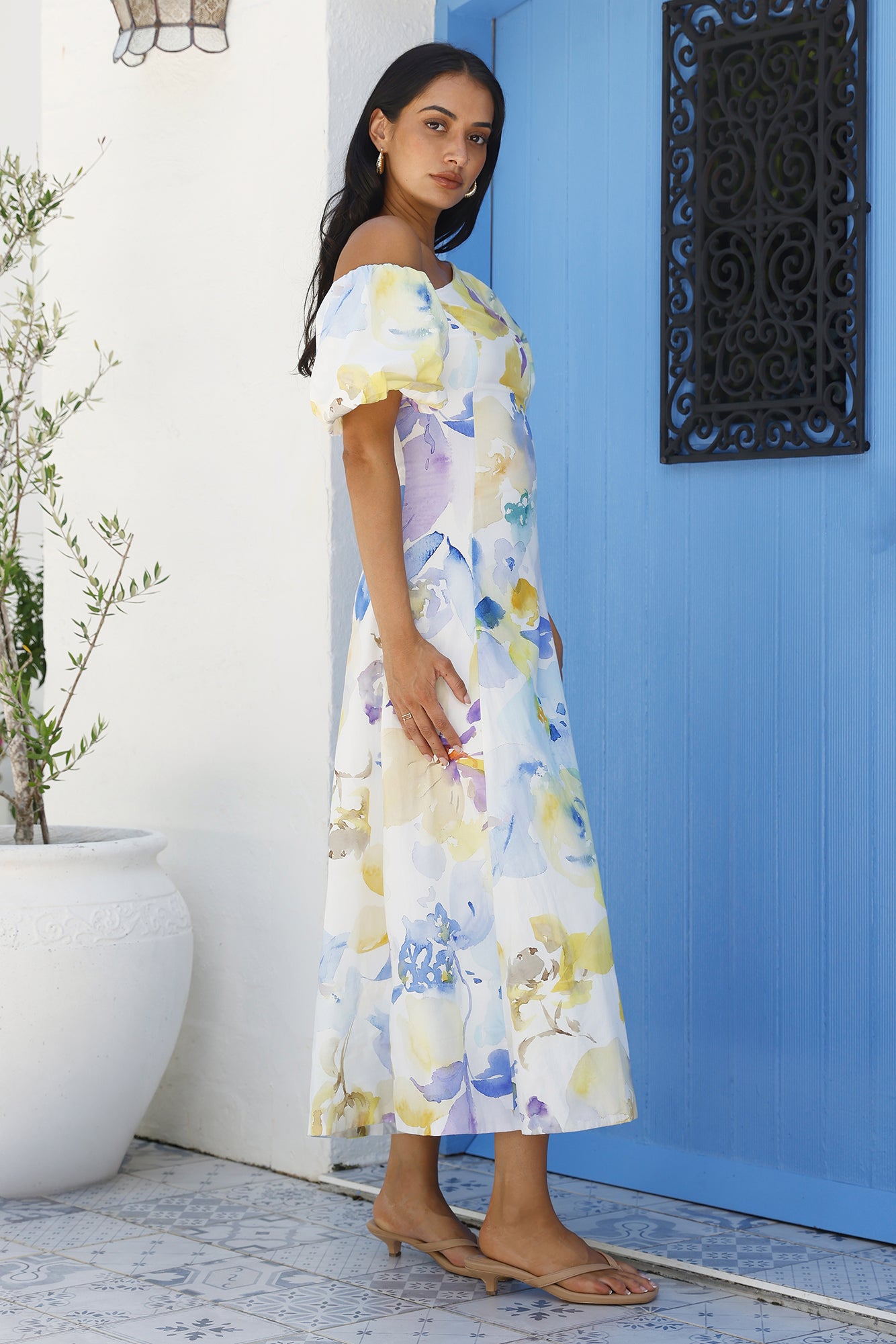 Silent Lullabies One Shoulder Midi Dress Print-Roy Dress