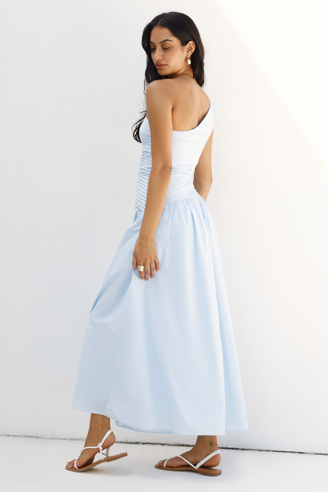 Lexi Love One Shoulder Maxi Dress Blue-Roy Dress