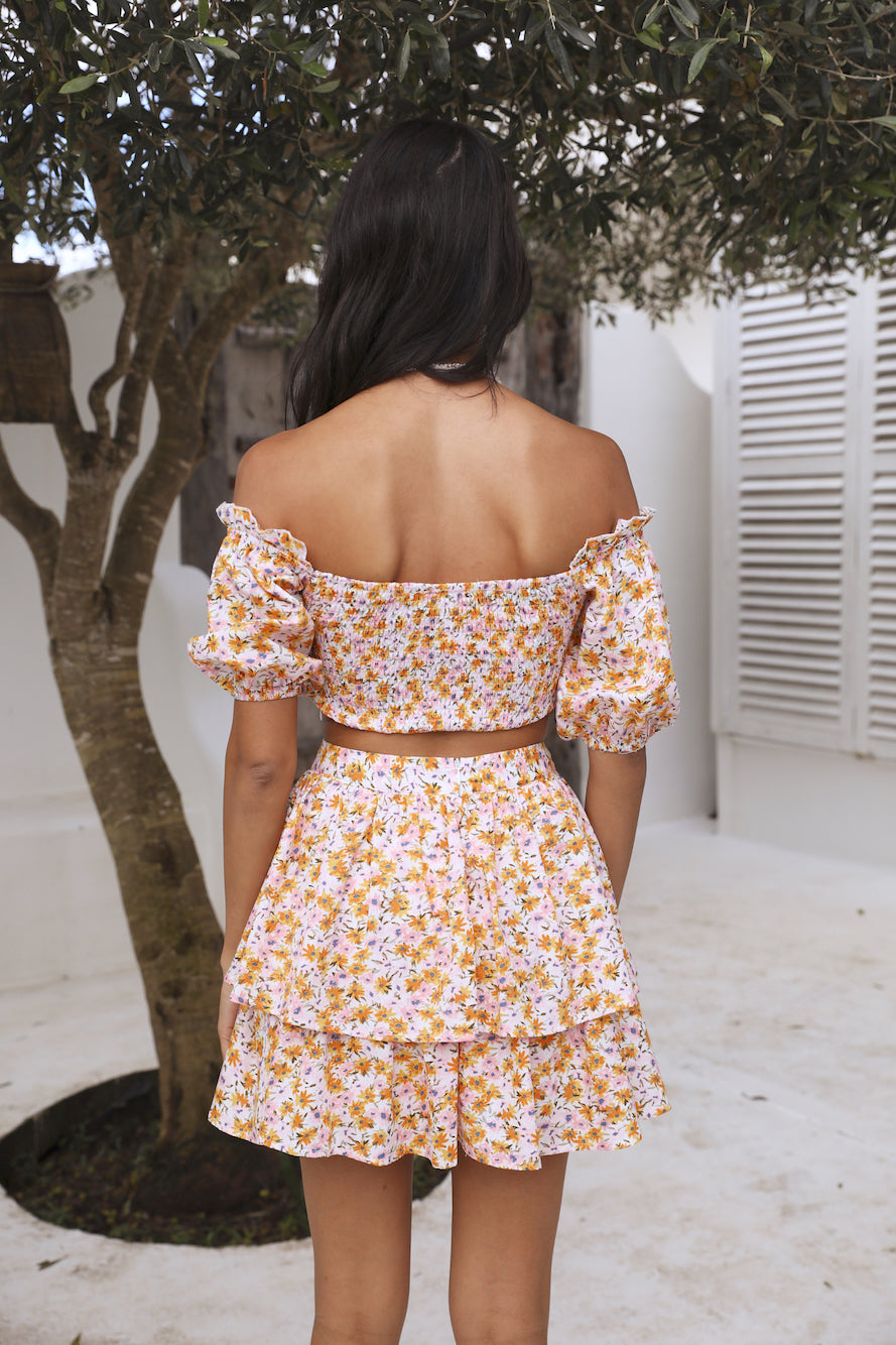 When The Water Settles Crop Top Floral-Roy Dress