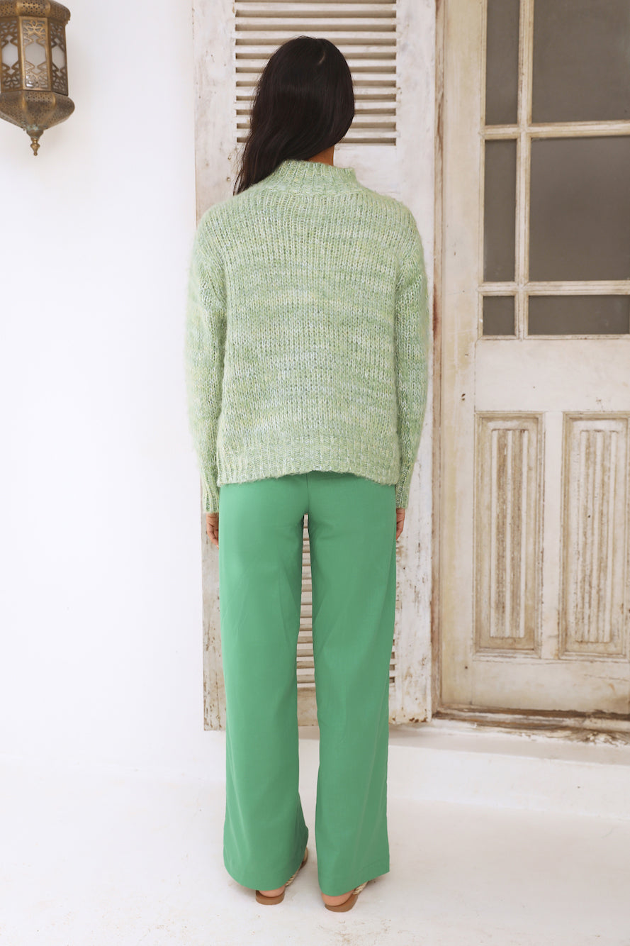 Perfect Leaves Knit Jumper Green-Roy Dress