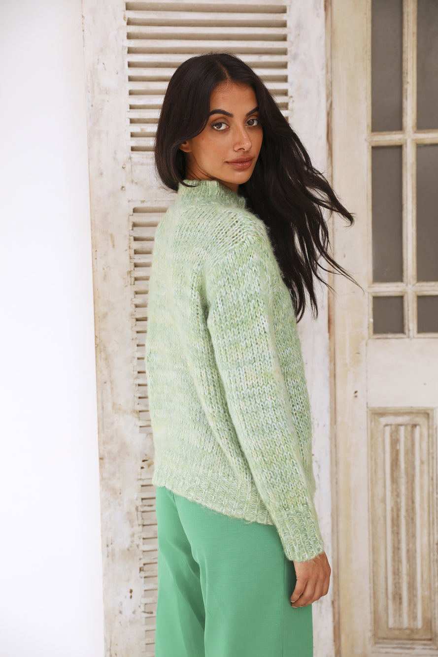 Perfect Leaves Knit Jumper Green-Roy Dress