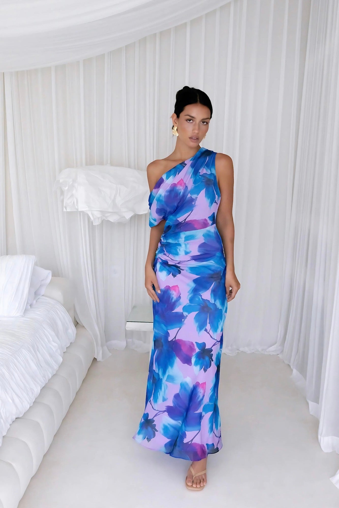 Midnight Palette Off Shoulder Maxi Dress Blue-Roy Dress