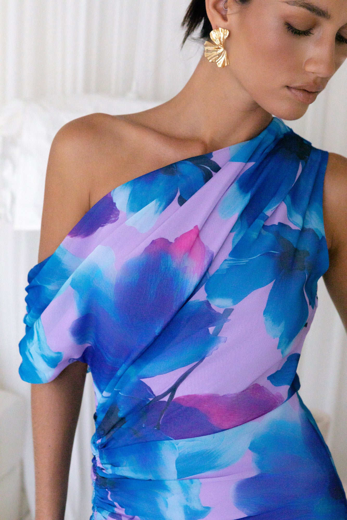 Midnight Palette Off Shoulder Maxi Dress Blue-Roy Dress