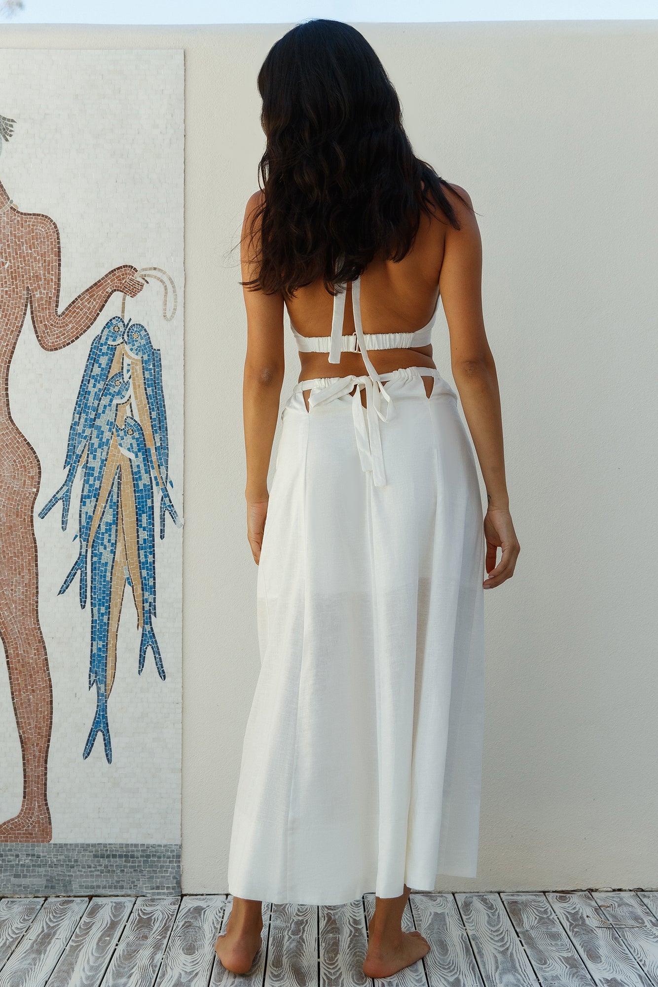 Santorini Sunrise Linen Set White-Roy Dress