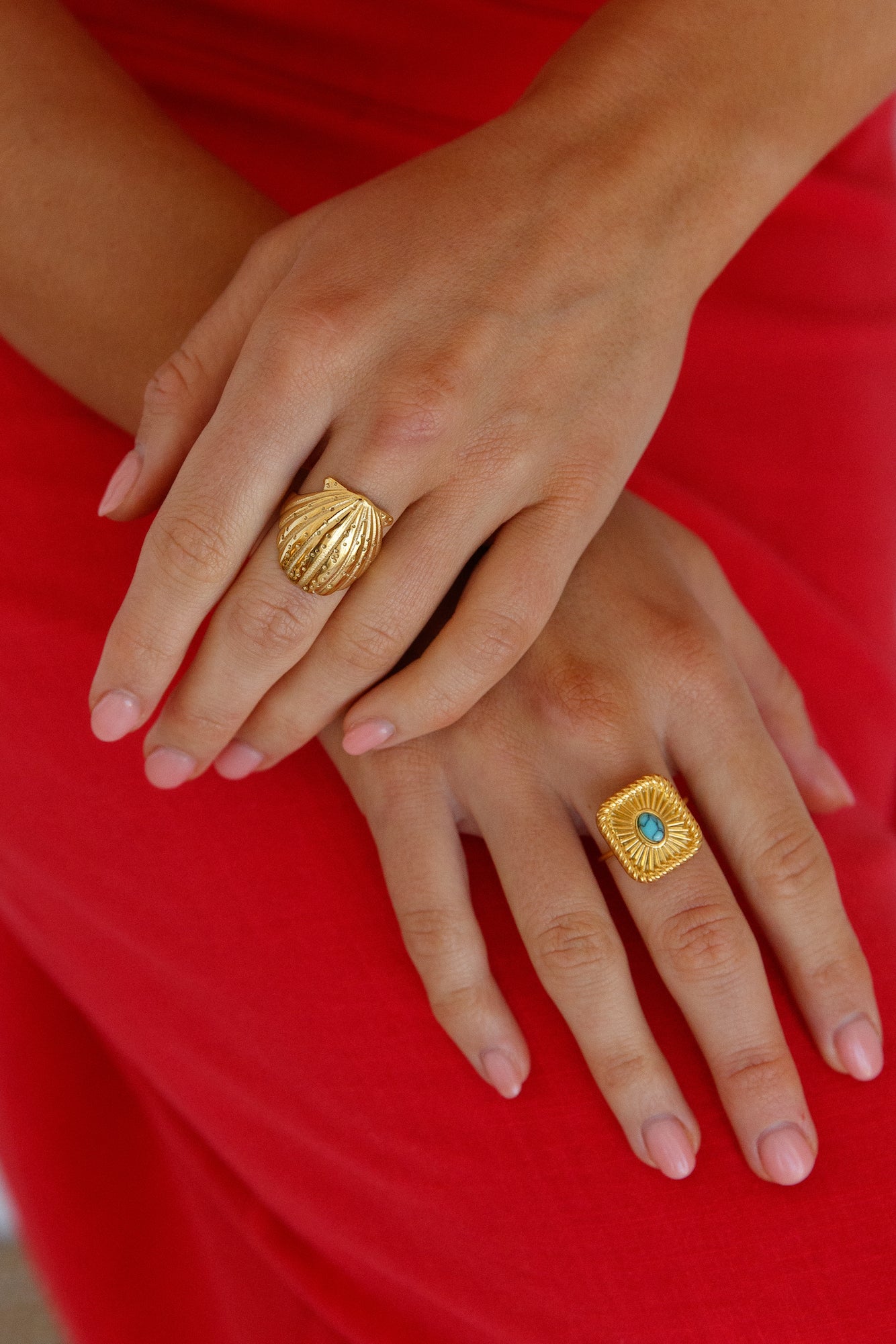 18k Gold Plated Secret Gems Ring Gold-Roy Dress