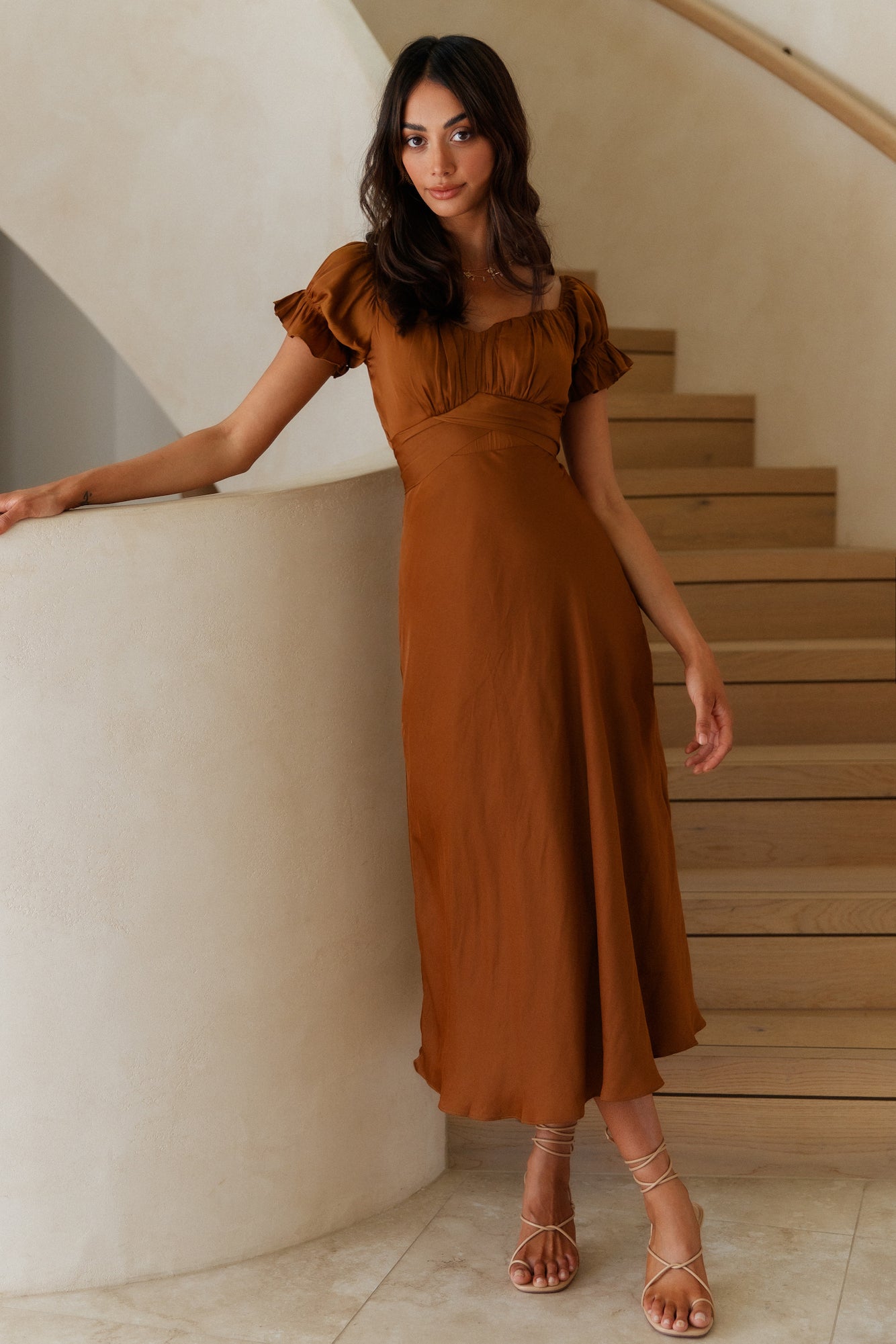 Sumatra Midi Dress Brown-Roy Dress