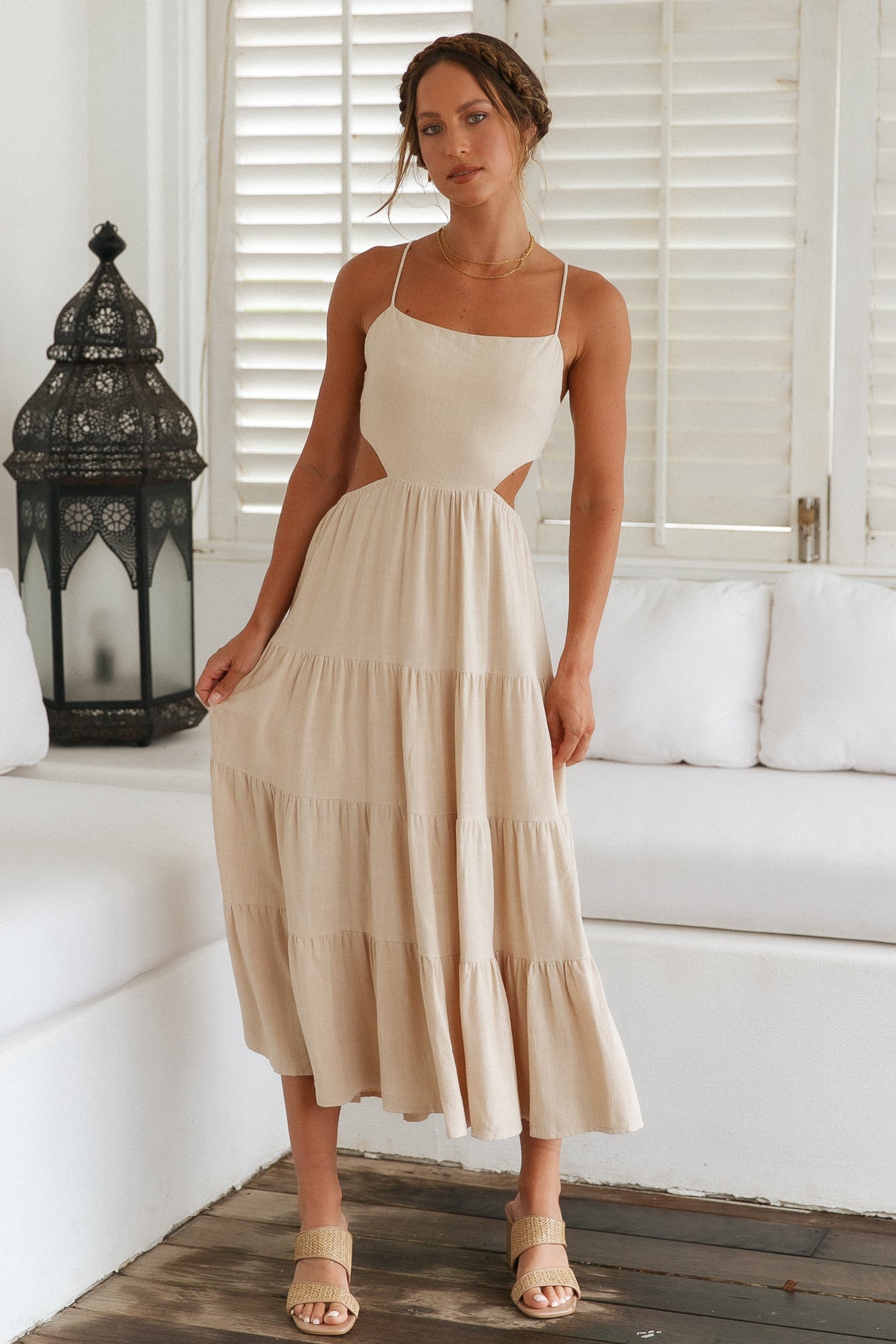 Got The Sun Maxi Dress Beige-Roy Dress