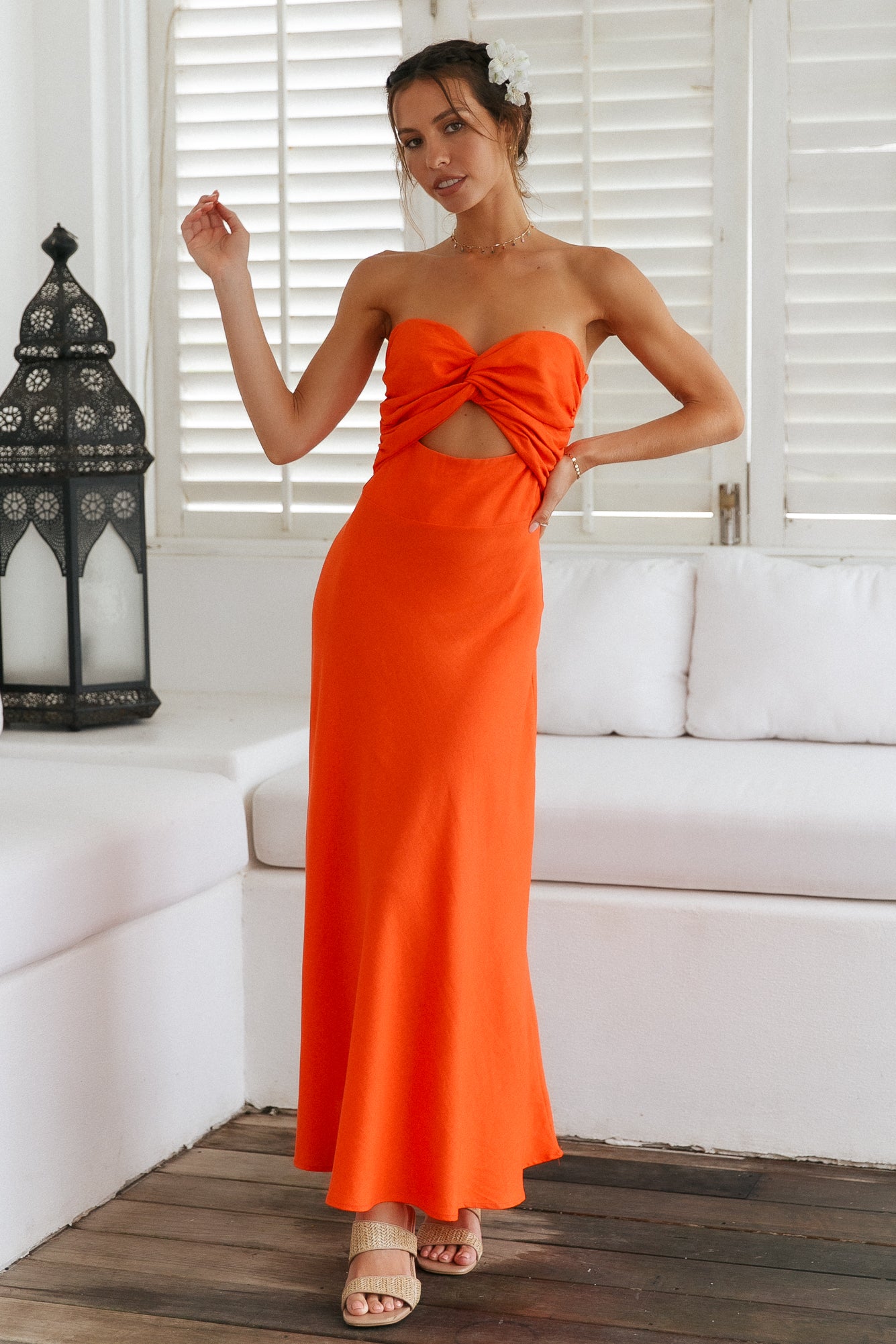 Glowing And Going Maxi Dress Orange-Roy Dress