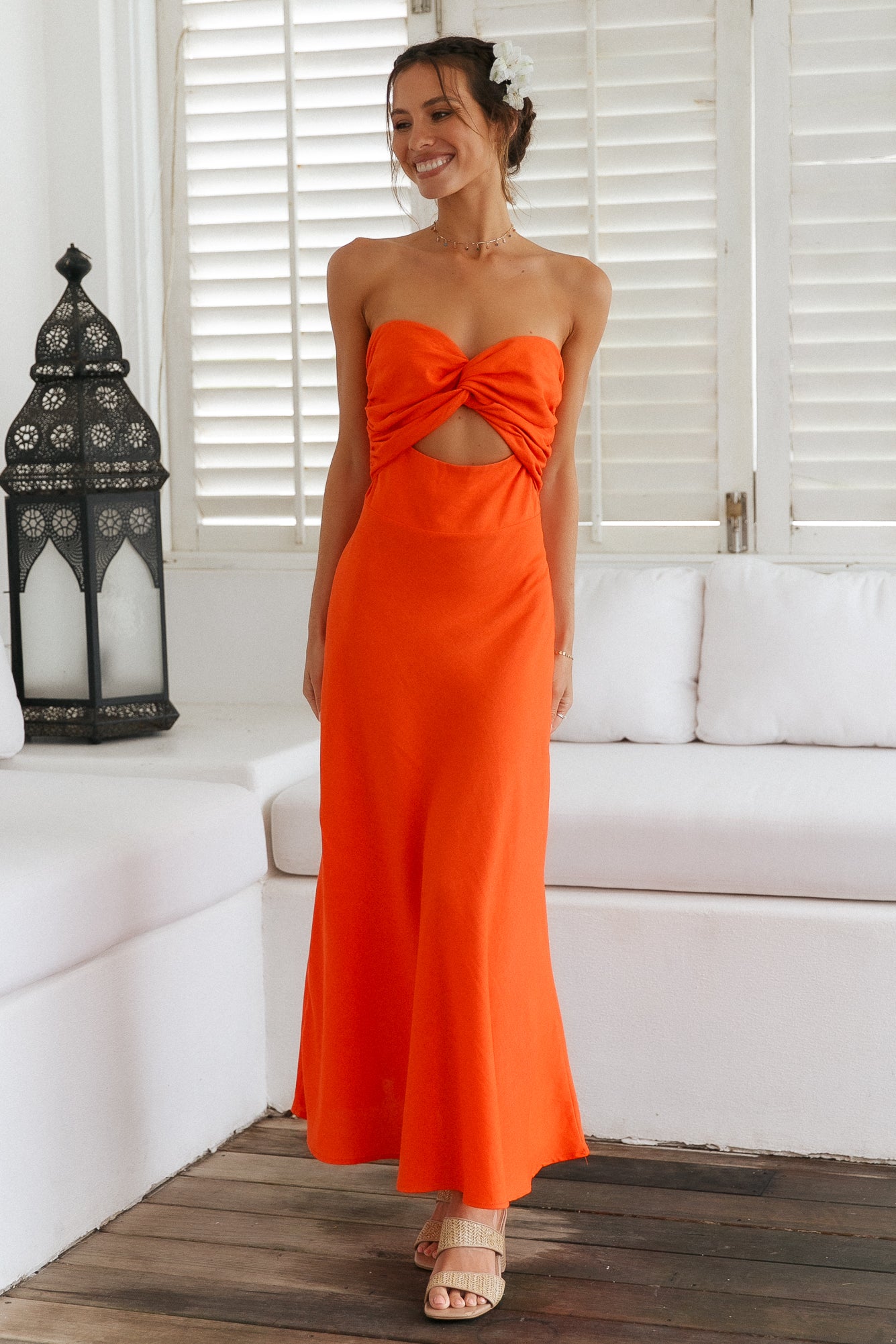 Glowing And Going Maxi Dress Orange-Roy Dress