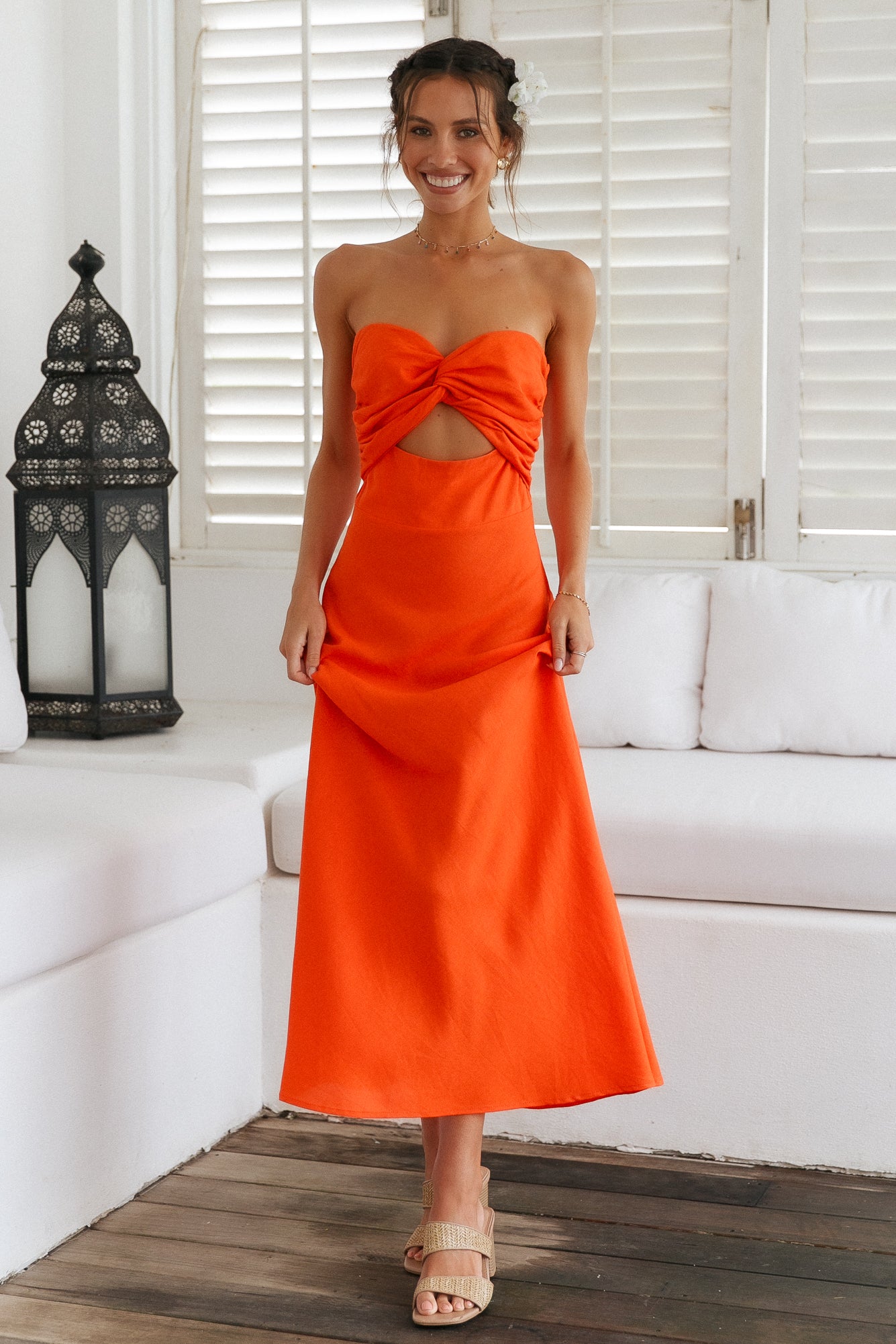 Glowing And Going Maxi Dress Orange-Roy Dress