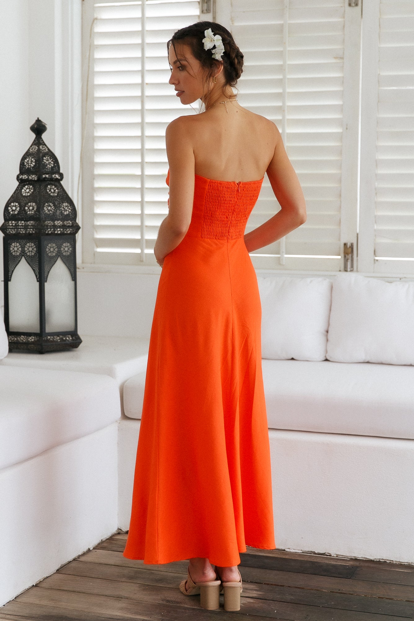 Glowing And Going Maxi Dress Orange-Roy Dress