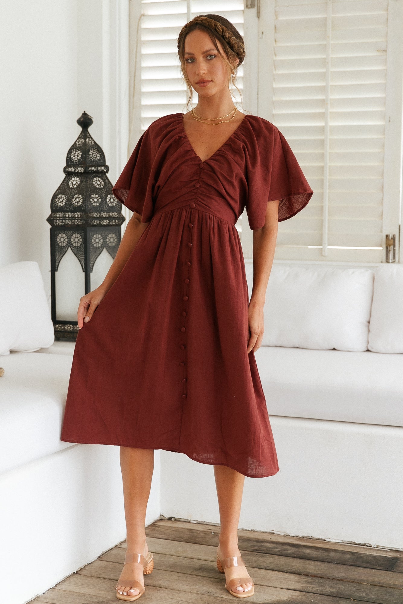 Summertime Lover Maxi Dress Brown-Roy Dress