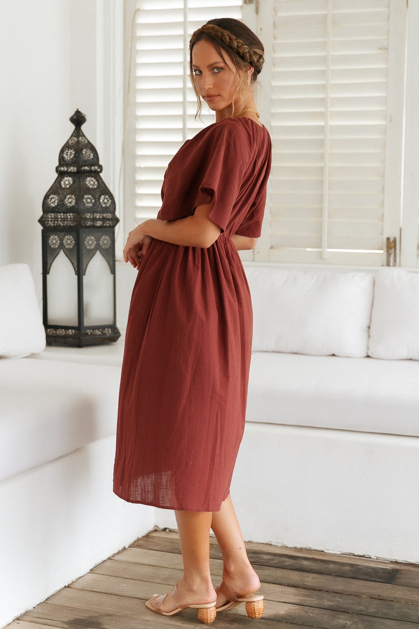 Summertime Lover Maxi Dress Brown-Roy Dress