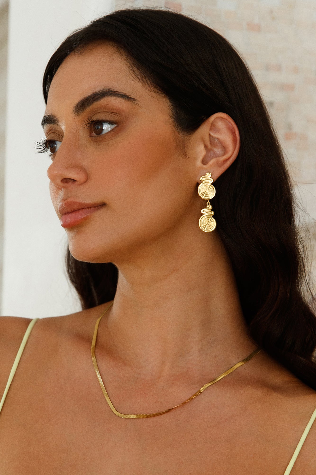 18K Gold Plated Around The World Earrings Gold-Roy Dress