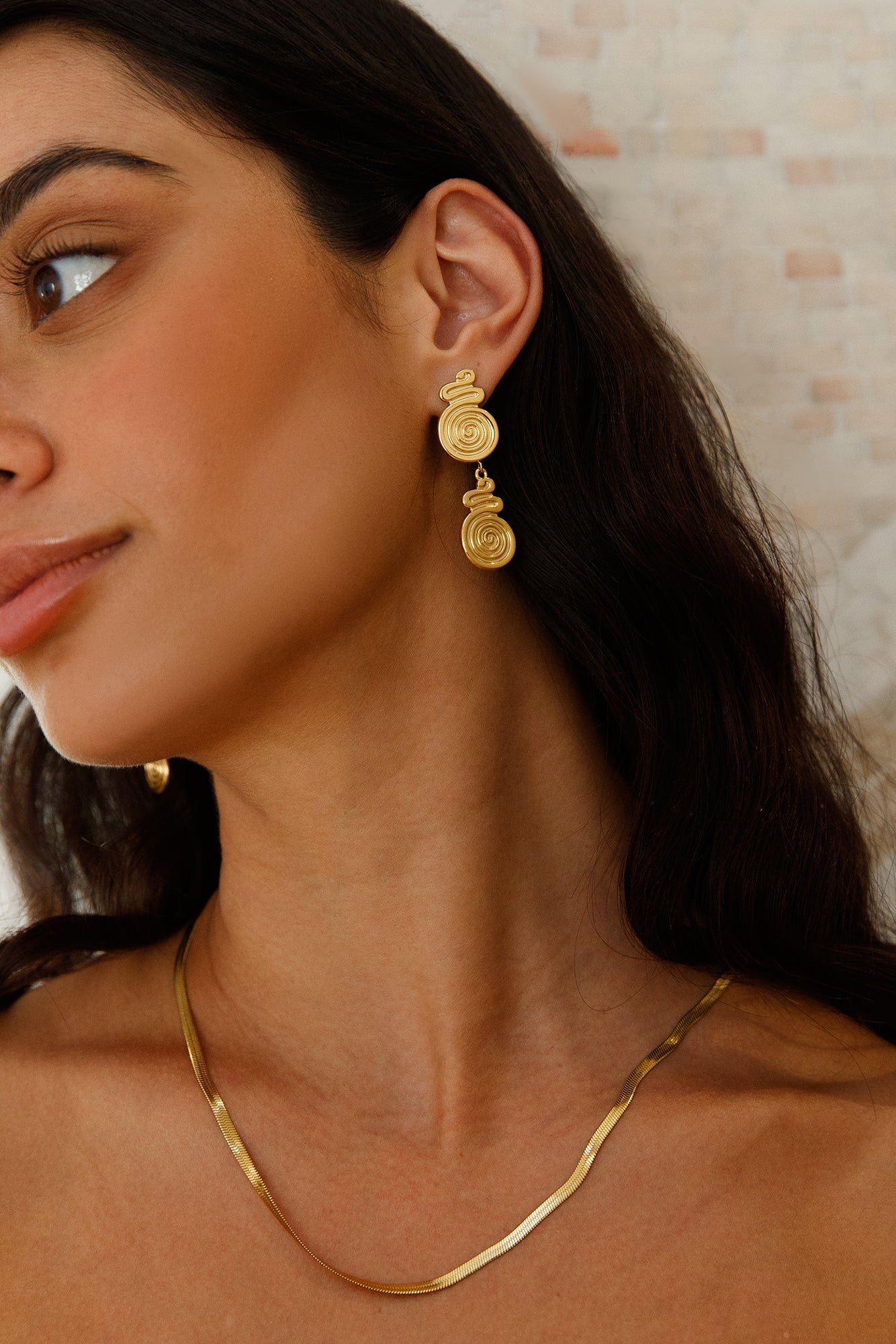18K Gold Plated Around The World Earrings Gold-Roy Dress