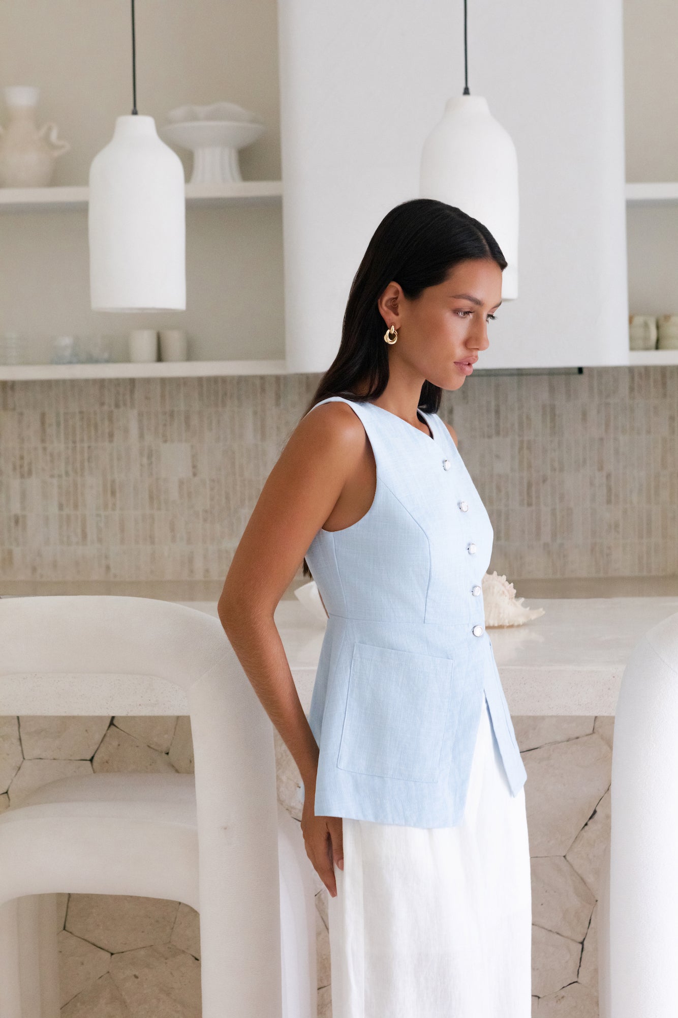 Ocean Eyes Vest Top Blue-Roy Dress