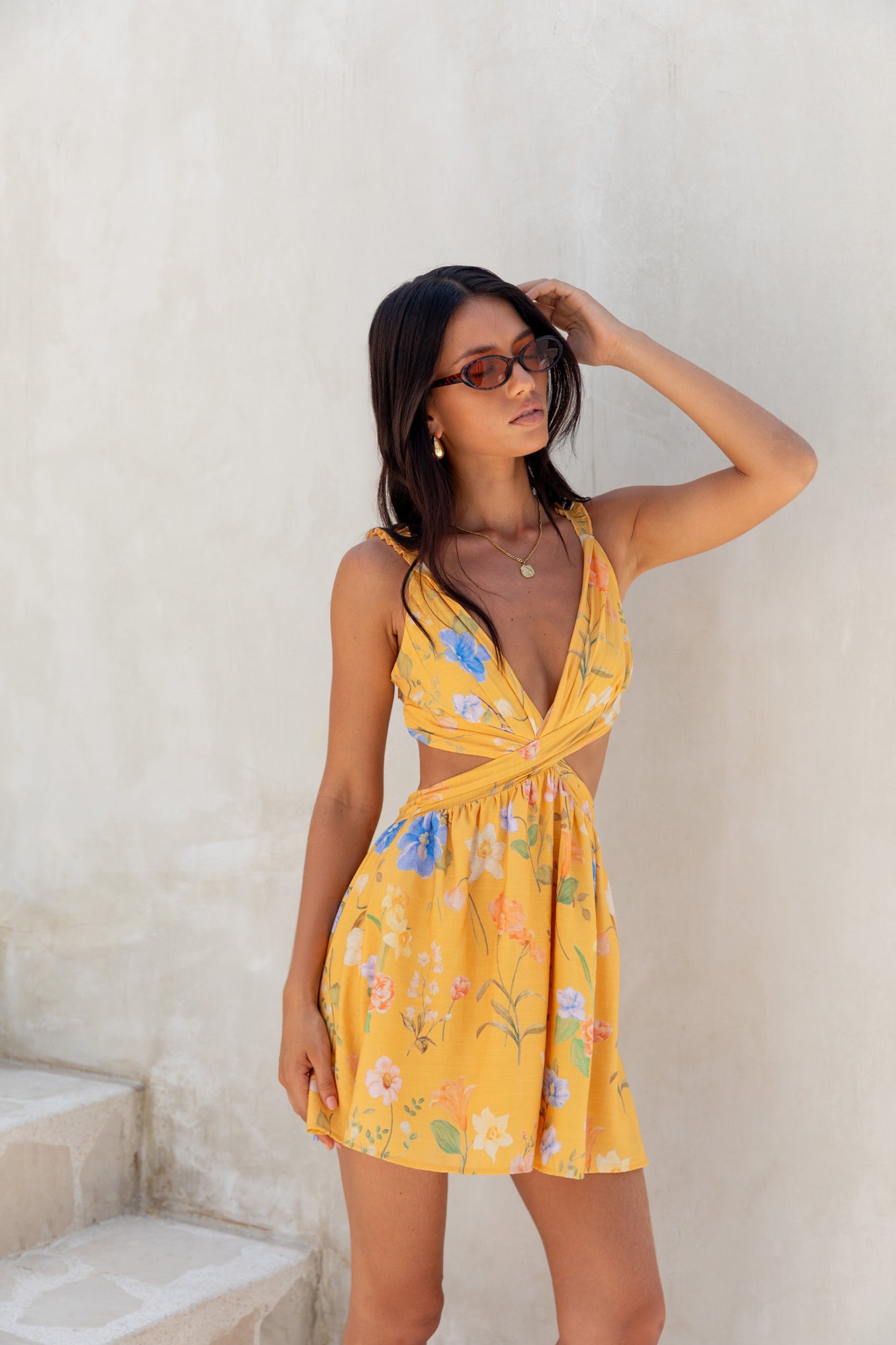 Florence Mini Dress Yellow-Roy Dress