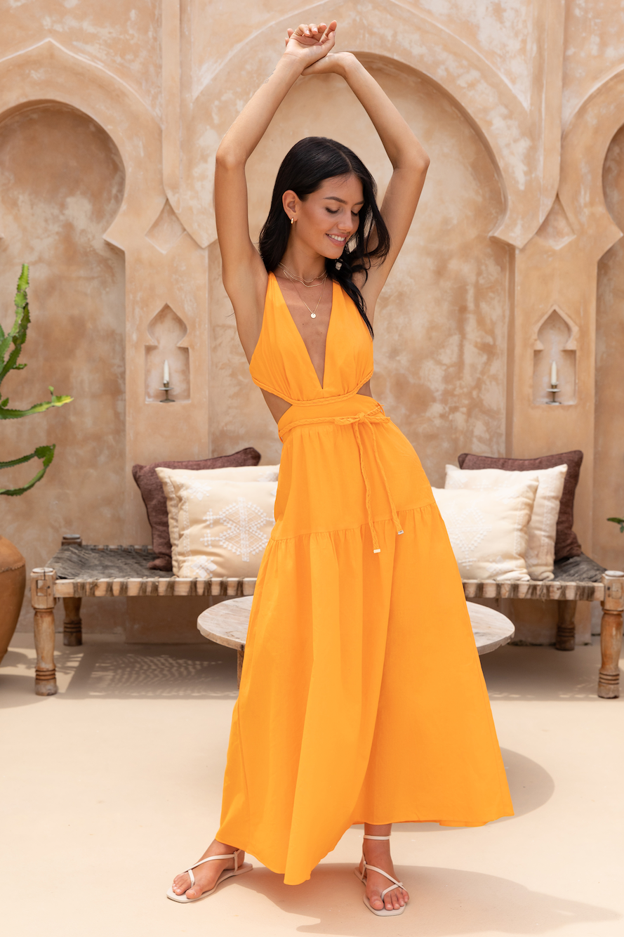 Flying Home Maxi Dress Orange-Roy Dress