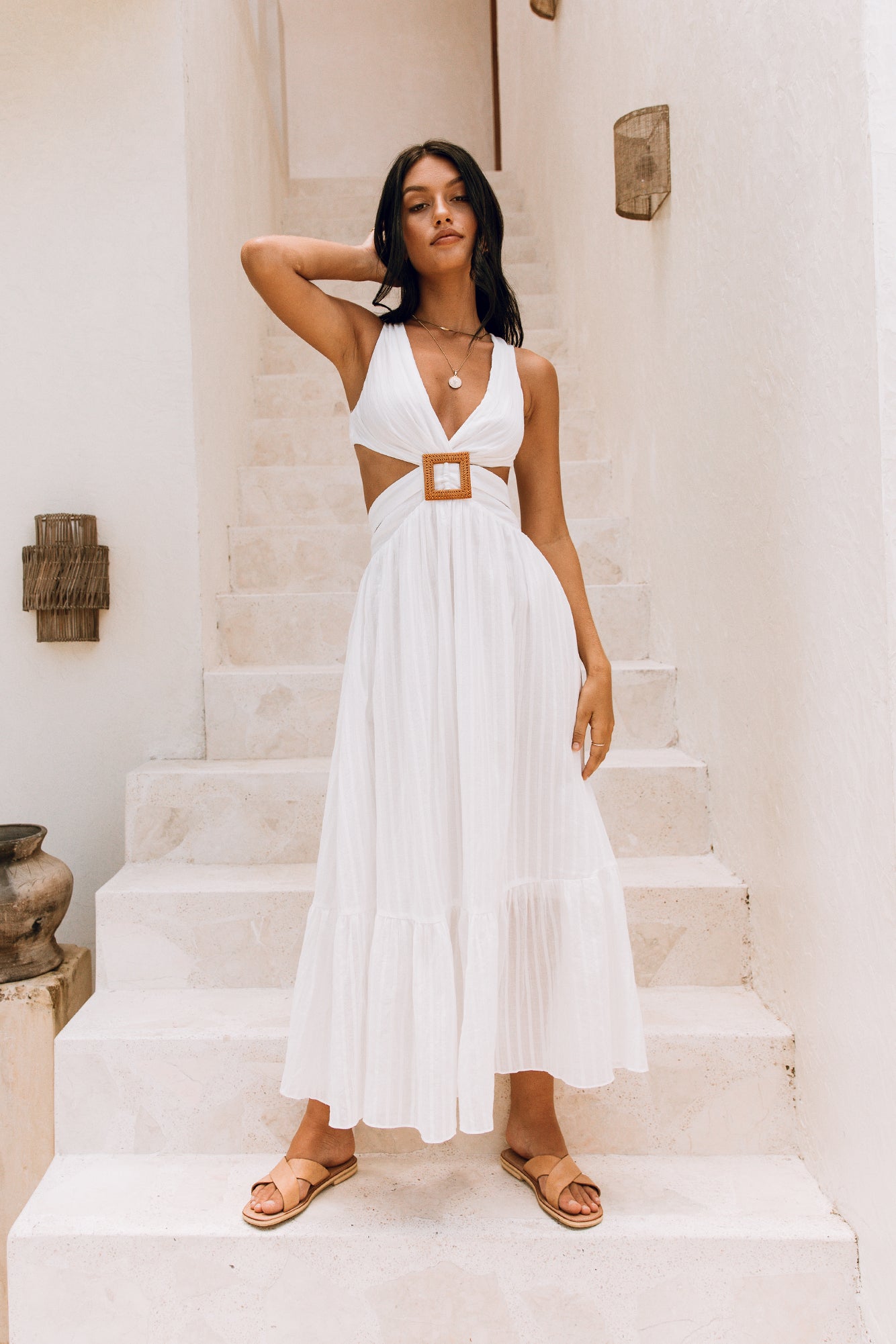 Speak Your Word Maxi Dress White-Roy Dress