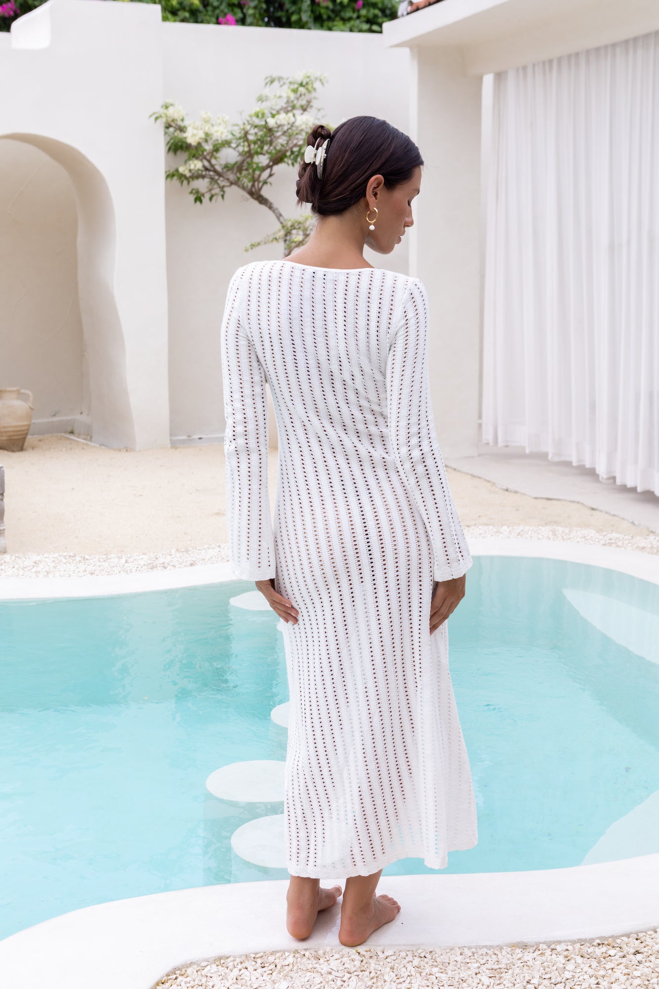 Leilani Knit Maxi Dress White-Roy Dress