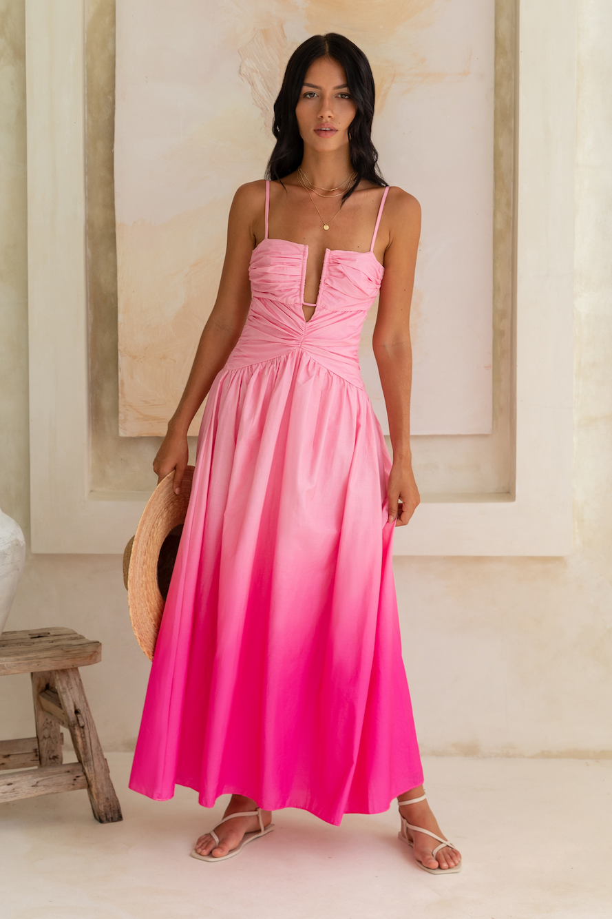 Caramel Latte Maxi Dress Pink-Roy Dress