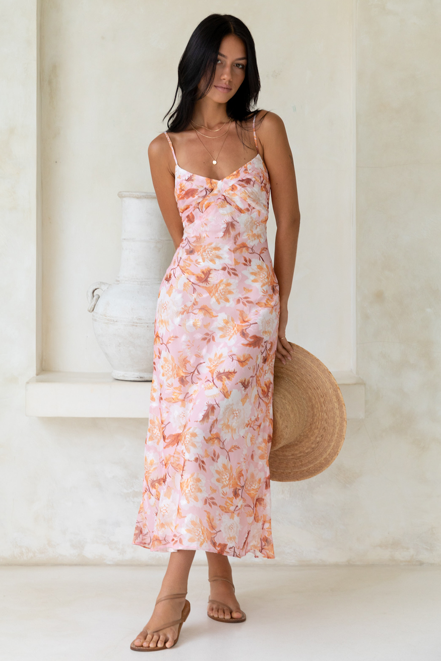 Bed Of Roses Maxi Dress Pink-Roy Dress
