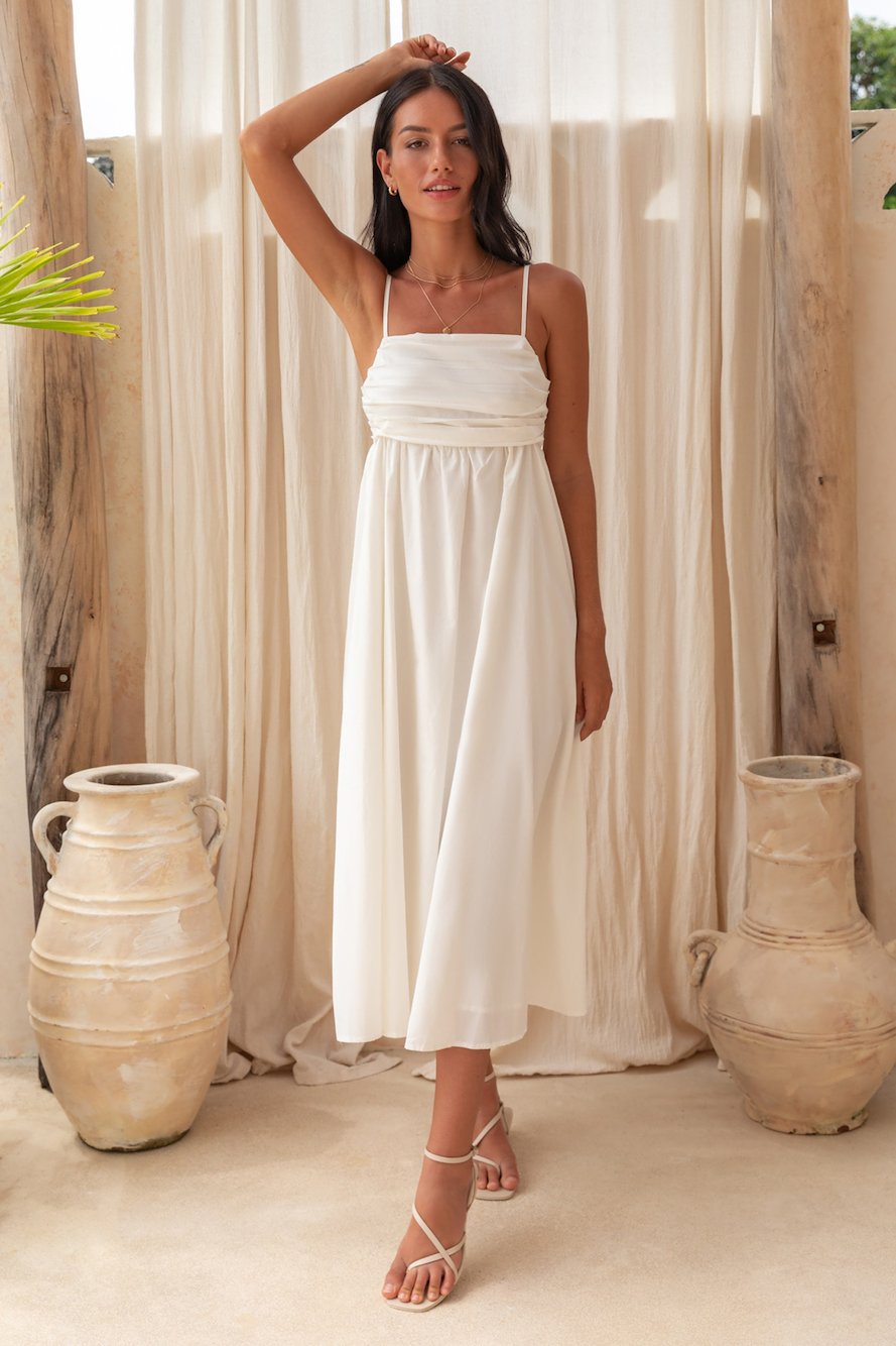 Dreamscapes Midi Dress White-Roy Dress