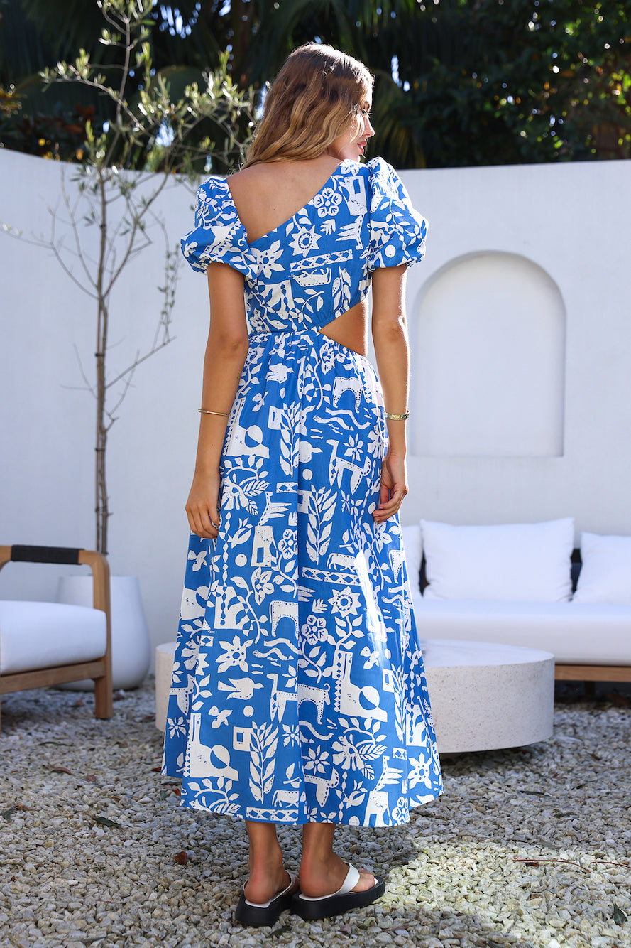 Art Gallery Maxi Dress Blue-Roy Dress