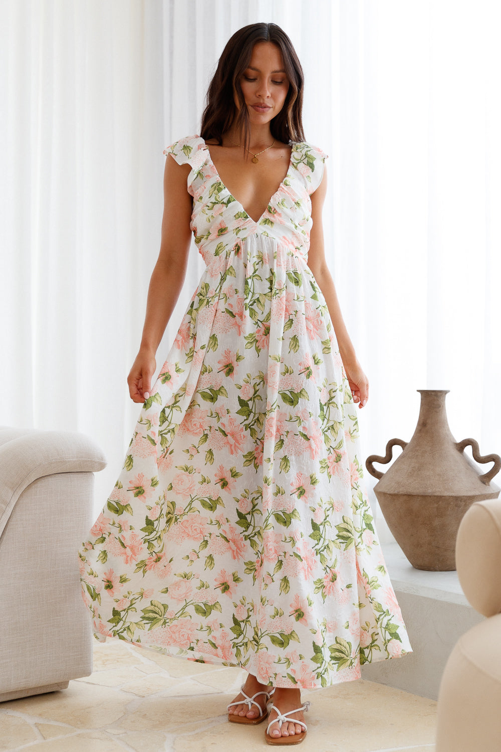 Floral Cascade Maxi Dress-Roy Dress