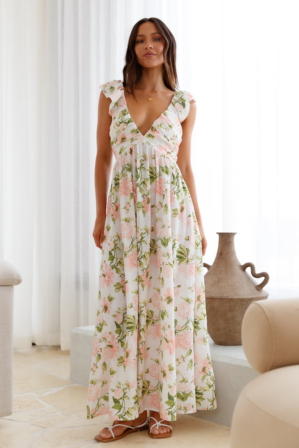 Floral Cascade Maxi Dress-Roy Dress
