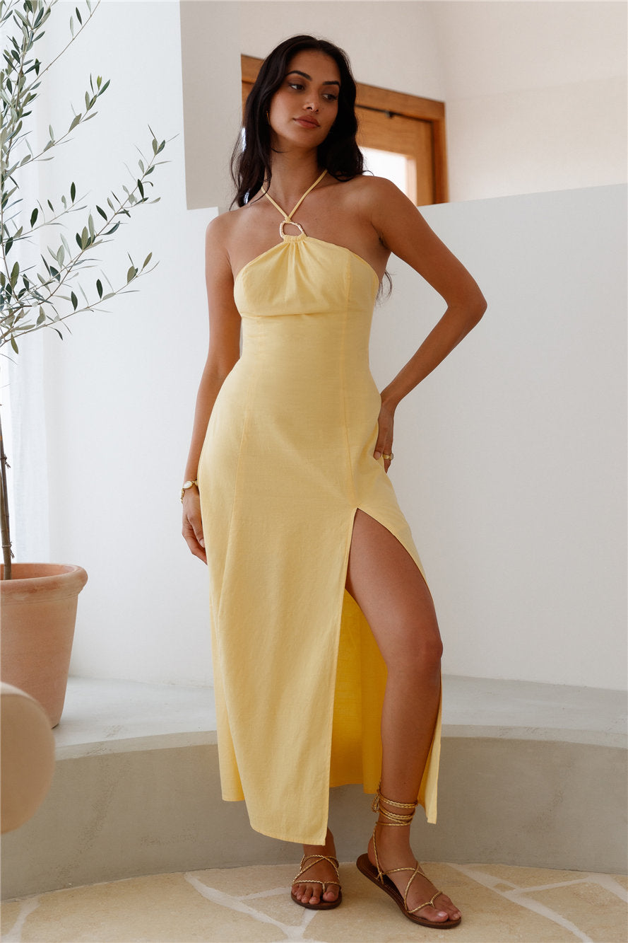 She's Captivating Midi Dress Yellow-Roy Dress