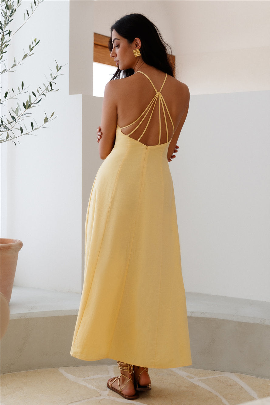 She's Captivating Midi Dress Yellow-Roy Dress