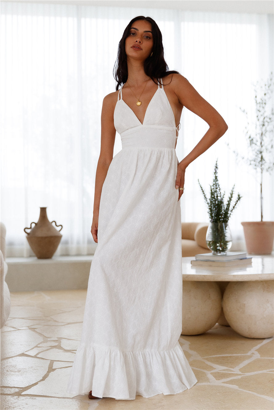 Crystal Clarity Maxi Dress White-Roy Dress