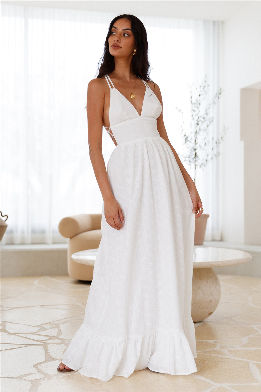 Crystal Clarity Maxi Dress White-Roy Dress