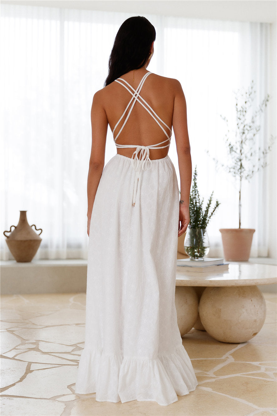 Crystal Clarity Maxi Dress White-Roy Dress