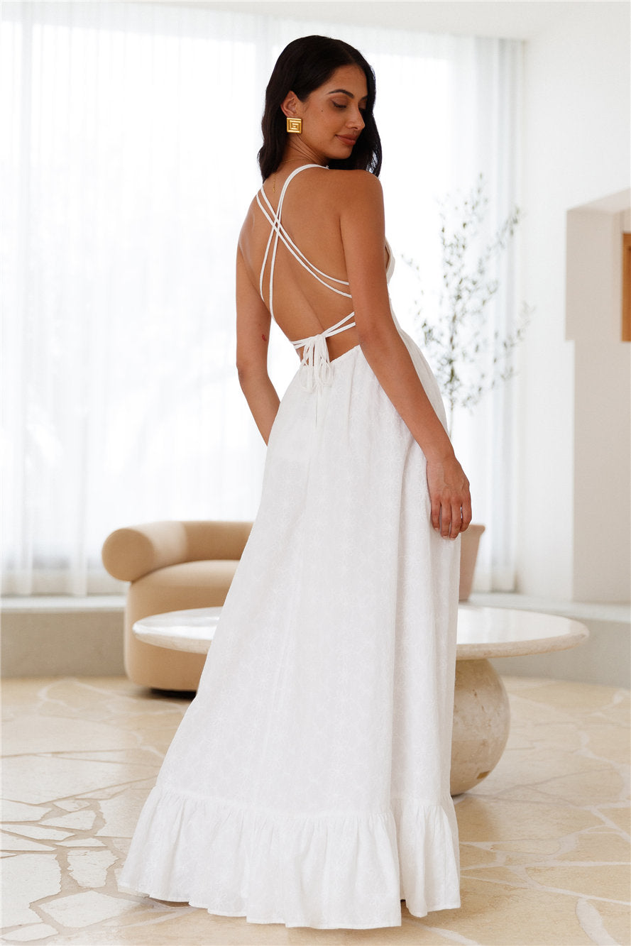 Crystal Clarity Maxi Dress White-Roy Dress