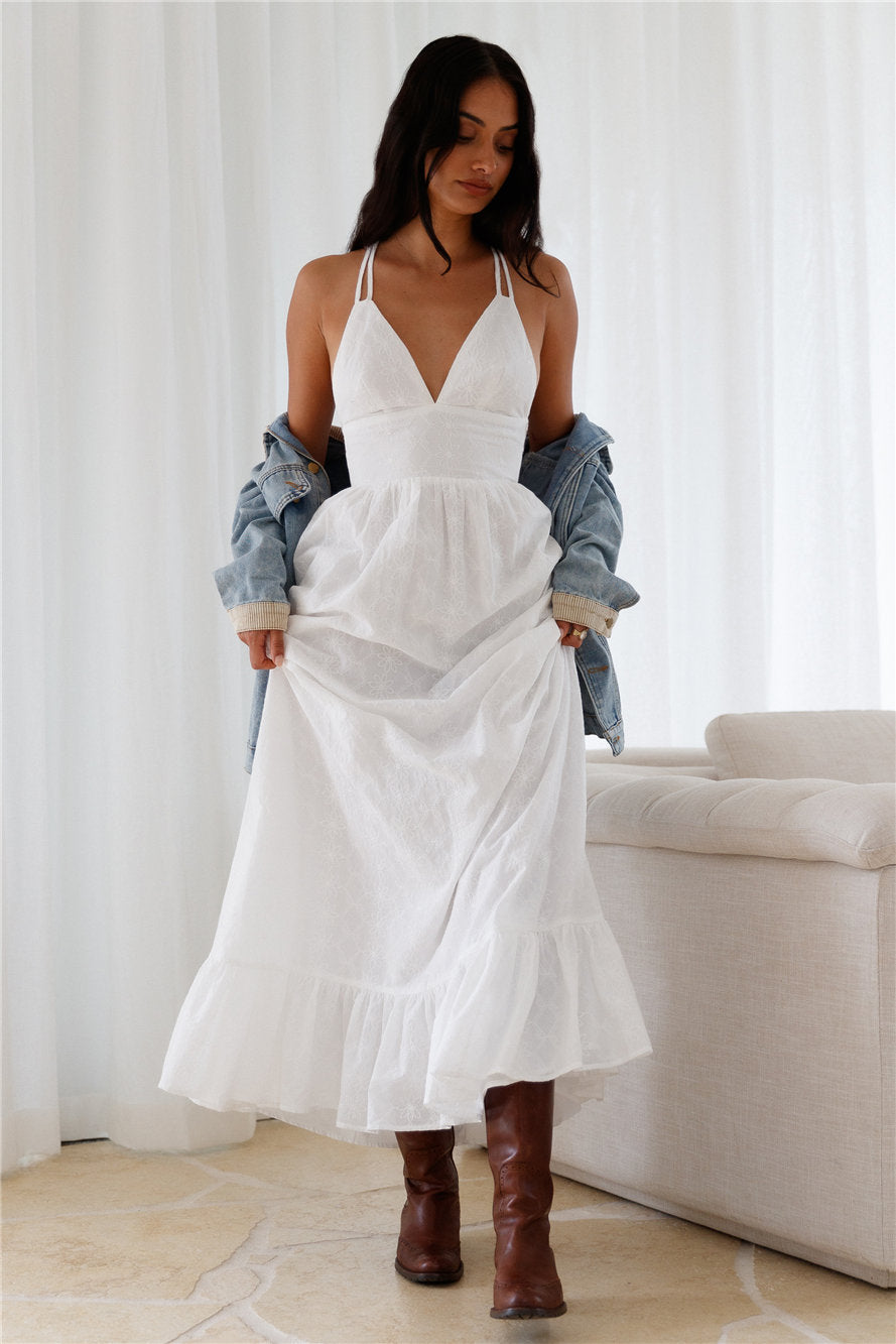 Crystal Clarity Maxi Dress White-Roy Dress