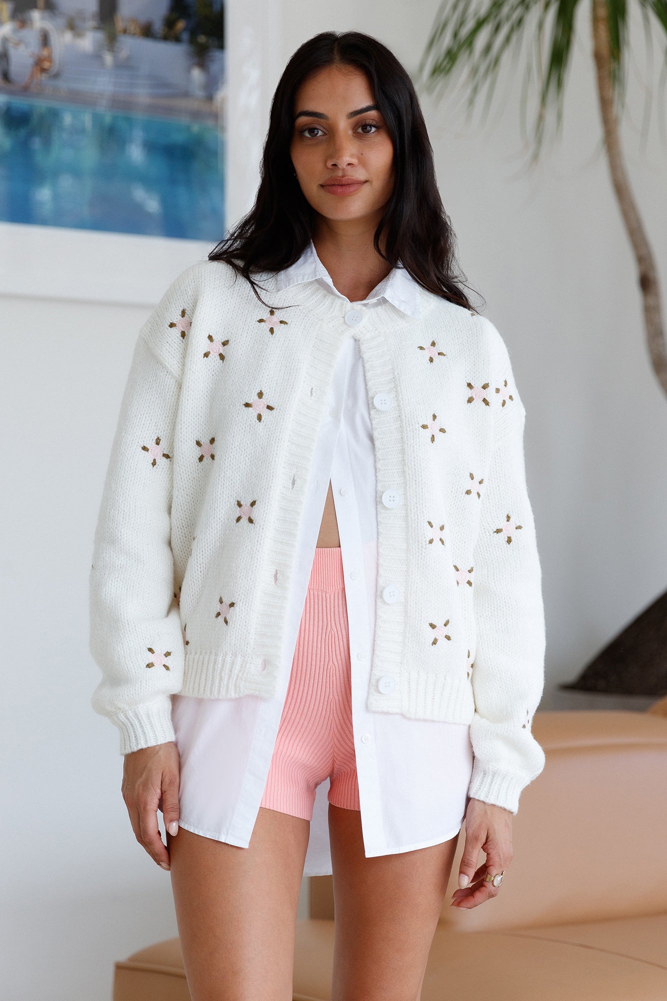 Cove Morning Knit Cardigan White-Roy Dress