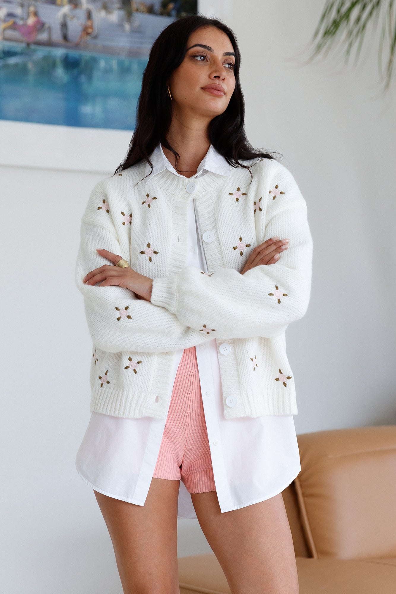 Cove Morning Knit Cardigan White-Roy Dress