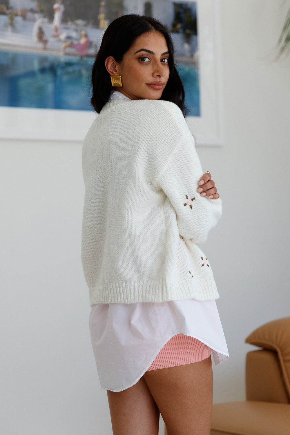 Cove Morning Knit Cardigan White-Roy Dress