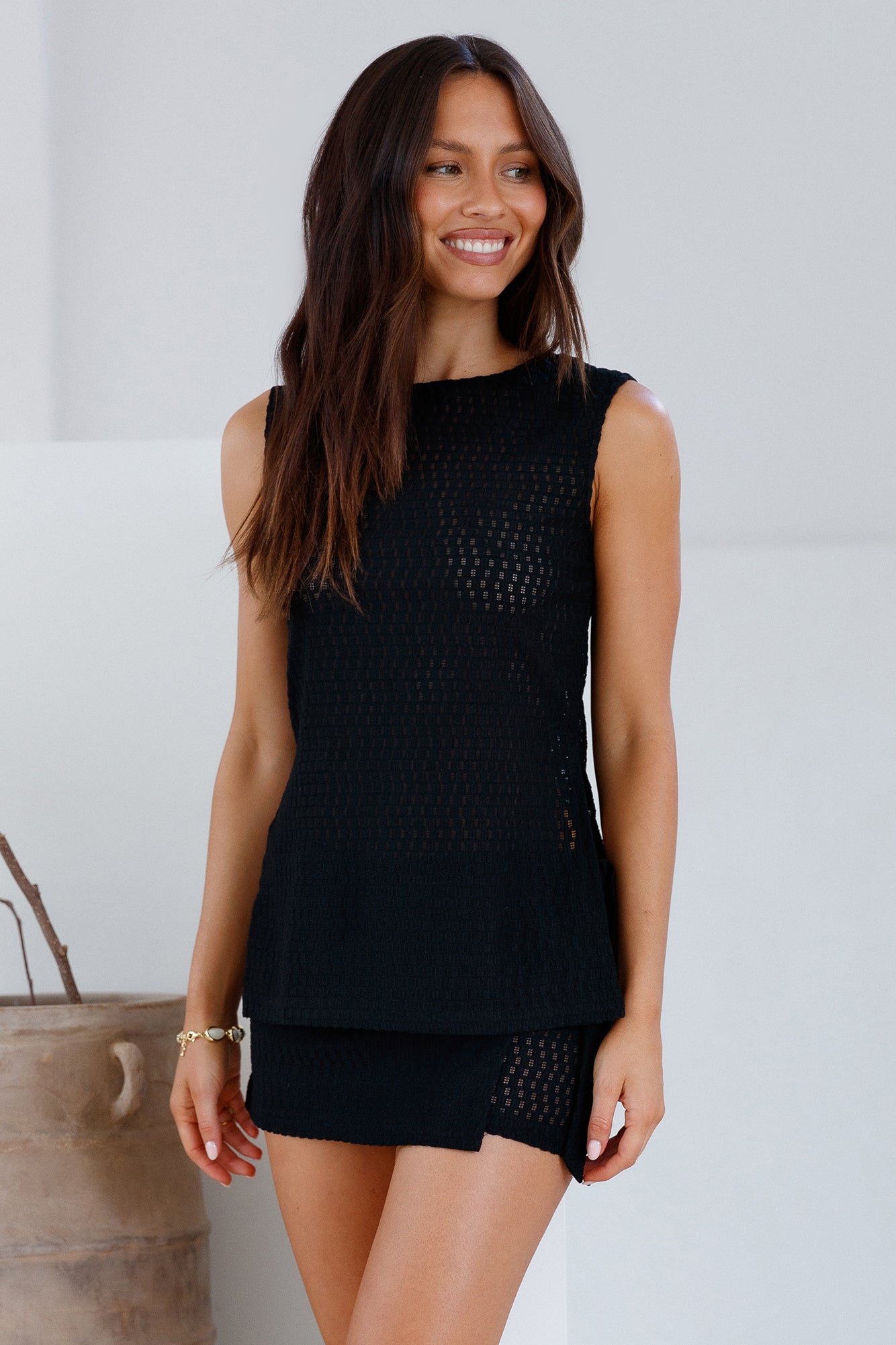 Enamoured Vest Top Black-Roy Dress