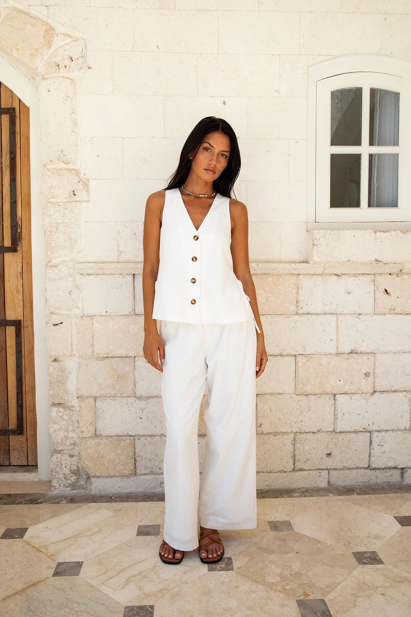 Heading South Vest Top White-Roy Dress