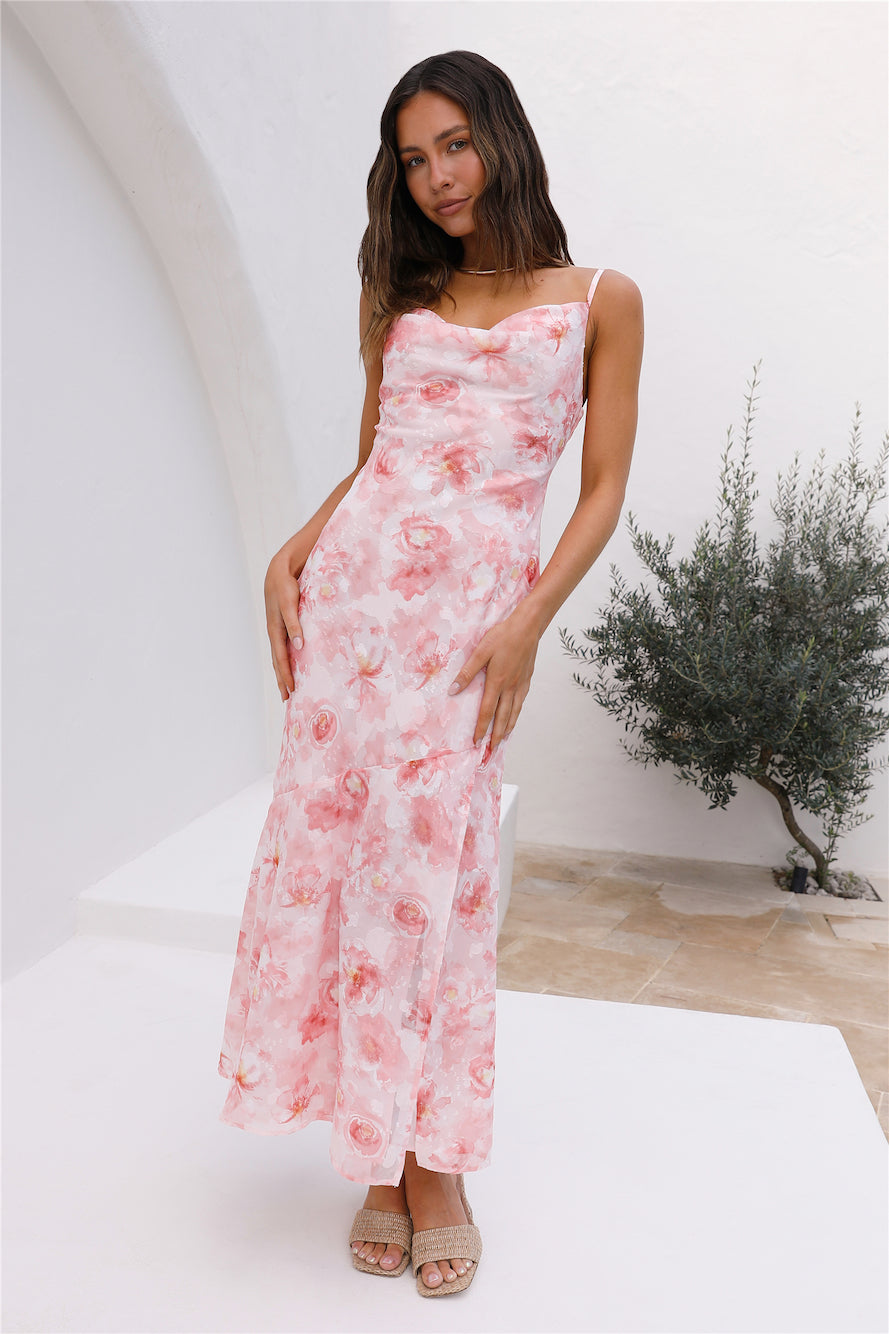 Whispering Shadow Maxi Dress Pink-Roy Dress