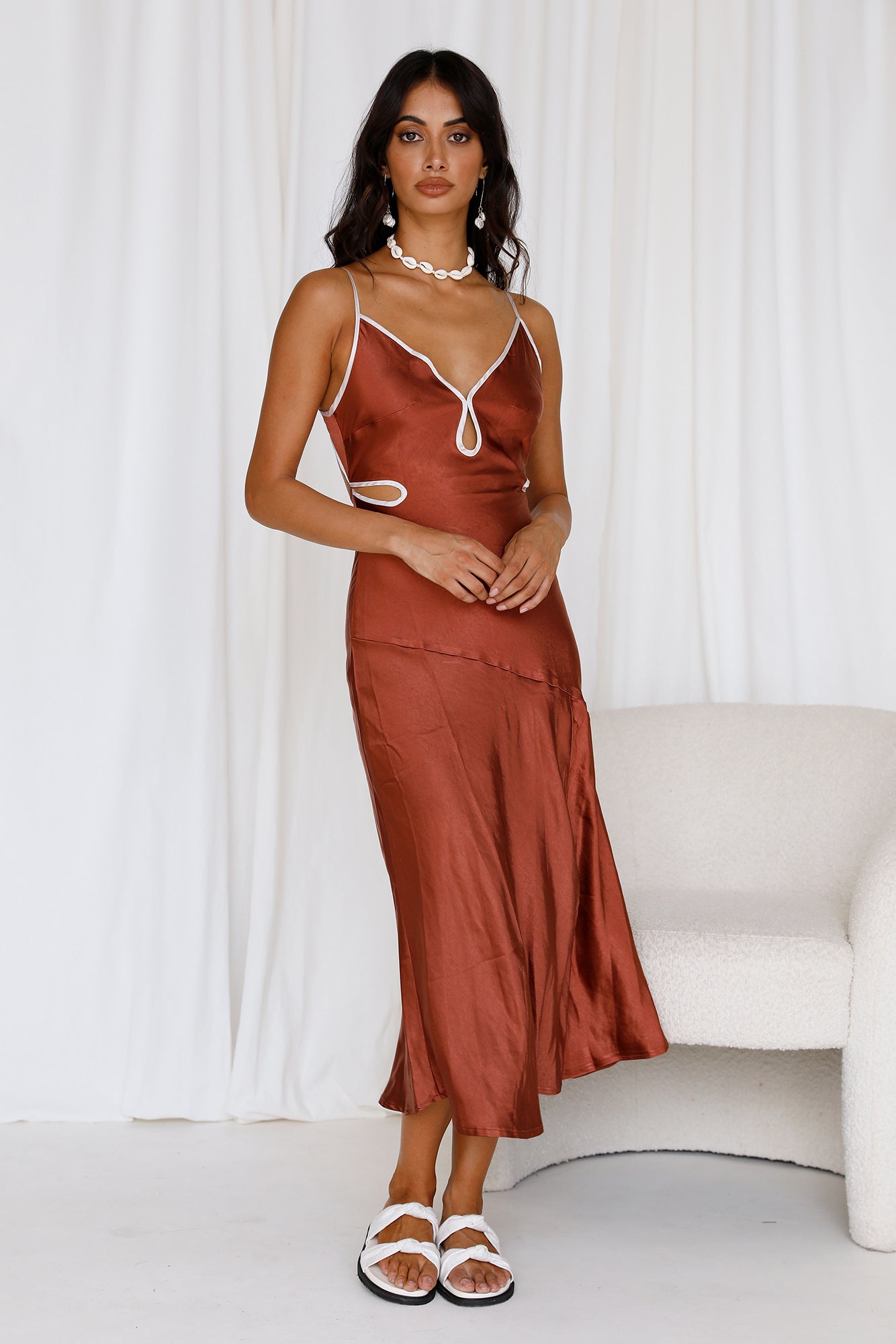 Again And Again Maxi Dress Brown-Roy Dress