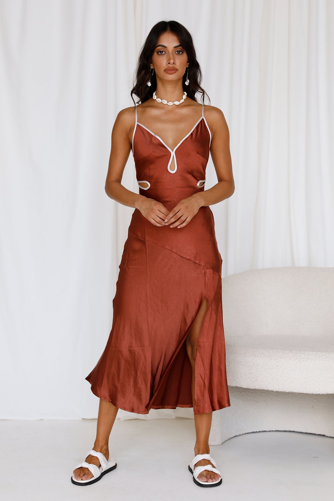 Again And Again Maxi Dress Brown-Roy Dress